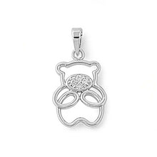 Load image into Gallery viewer, Sterling Silver Fancy Teddy Bear with Paved Simulated Diamonds