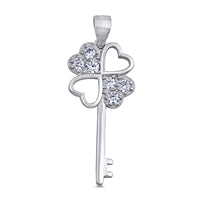 Sterling Silver Key Clear CZ Pendant