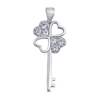 Load image into Gallery viewer, Sterling Silver Key Clear CZ Pendant