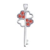 Sterling Silver Key Garnet CZ Pendant