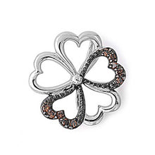 Load image into Gallery viewer, Sterling Silver Elegant Clover Heart Pendant Paved with Brown Simulated Diamonds