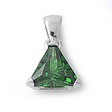 Load image into Gallery viewer, Sterling Silver Elegant Emerald Trilliant Cut Simulated Diamond Solitaire Pendant Set on High Quality Prong Setting And Aprx 5 Carat Weight