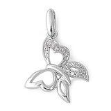 Sterling Silver Fancy Butterfly Pendant Paved with Clear Simulated Diamonds