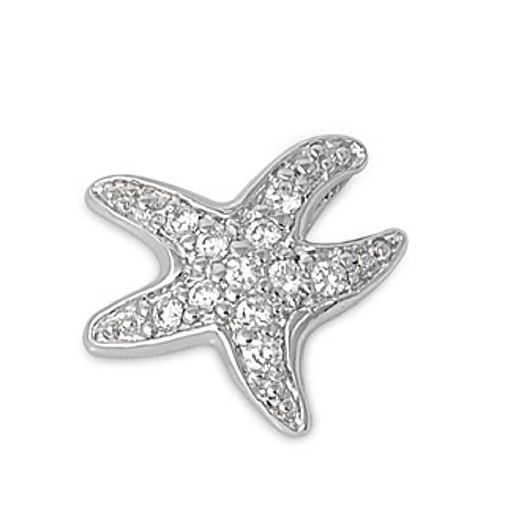 Sterling Silver Stylish Paved Starfish Pendant