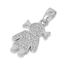 Load image into Gallery viewer, Sterling Silver Stylish Paved Little Girl Pendant