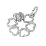 Sterling Silver Stylish Heart Wreath Design  with Paved Heart