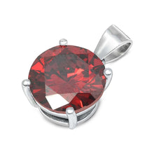 Load image into Gallery viewer, Sterling Silver Elegant Garnet Simulated Diamond Solitaire Pendant Set on High Quality Prong Setting And Aprx 2.5 Carat Weight