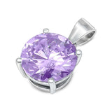 Sterling Silver Elegant Lavender Simulated Diamond Solitaire Pendant Set on High Quality Prong Setting And Aprx 2.5 Carat Weight