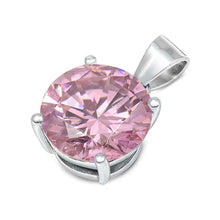 Load image into Gallery viewer, Sterling Silver Elegant Pink Simulated Diamond Solitaire Pendant Set on High Quality Prong Setting And Aprx 2.5 Carat Weight