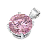 Sterling Silver Elegant Pink Simulated Diamond Solitaire Pendant Set on High Quality Prong Setting And Aprx 2.5 Carat Weight