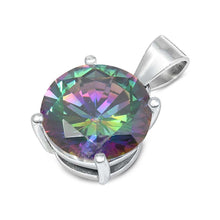 Load image into Gallery viewer, Sterling Silver Elegant Rainbow Topaz Simulated Diamond Solitaire Pendant Set on High Quality Prong Setting And Aprx 2.5 Carat Weight