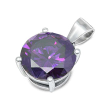 Load image into Gallery viewer, Sterling Silver Elegant Amethyst Simulated Diamond Solitaire Pendant Set on High Quality Prong Setting And Aprx 4 Carat Weight