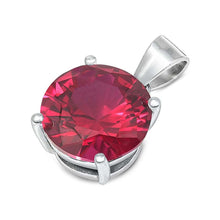 Load image into Gallery viewer, Sterling Silver Elegant Red Ruby Simulated Diamond Solitaire Pendant Set on High Quality Prong Setting And Aprx 4 Carat Weight