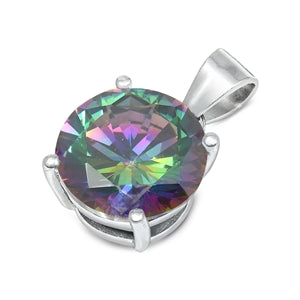 Sterling Silver Rainbow Topaz CZ Pendant