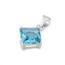 Sterling Silver Aquamarine CZ Pendant-8mm