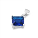 Sterling Silver Blue Sapphire CZ Pendant-8mm
