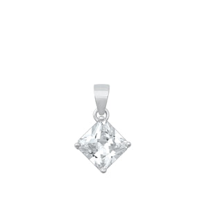 Sterling Silver Rhodium Plated Clear CZ Pendant