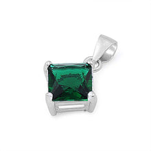 Load image into Gallery viewer, Sterling Silver Elegant Emerald Princess Cut Simulated Diamond Solitaire Pendant Set on High Quality Prong Setting And Aprx 2.5 Carat Weight