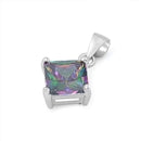 Sterling Silver Rainbow Topaz CZ Pendant-8mm