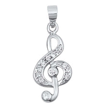 Load image into Gallery viewer, Sterling Silver Music Note Shaped Assorted CZ PendantAnd Pendant Height 23 mm