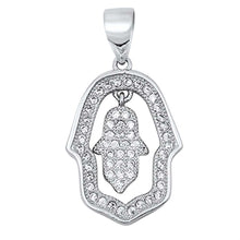 Load image into Gallery viewer, Sterling Silver Double Micro Pave Hand of God Pendant with Pendant Height of 20MM