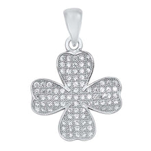 Load image into Gallery viewer, Sterling Silver Modish Micro Pave Clover Flower Pendant with Pendant Height of 20MM