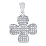 Sterling Silver Modish Micro Pave Clover Flower Pendant with Pendant Height of 20MM