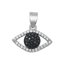 Load image into Gallery viewer, Sterling Silver Eye Clear CZ and Black CZ Pendant