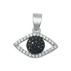 Sterling Silver Eye Clear CZ and Black CZ Pendant