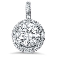 Load image into Gallery viewer, Sterling Silver Classy Round Cut Clear Cz with Pave Halo Setting PendantAnd Pendant Height of 17MM
