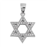 Sterling Silver Modish Micro Pave Star of David Pendant with Pendant Height of 19MM