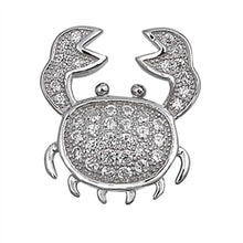 Load image into Gallery viewer, Sterling Silver Fancy Micro Pave Crab Pendant with Pendant Height of 17MM