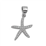 Sterling Silver Fancy Micro Pave Strafish Pendant with Pendant Height of 16MM
