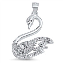 Load image into Gallery viewer, Sterling Silver Fancy Swan Pendant With Clear Cz Stones AccentAnd Pendant Height of 25MM