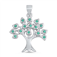 Load image into Gallery viewer, Sterling Silver Stylish Tree of Life Pendant with Emerald CZ LeavesAnd Pendant Height of 23MM