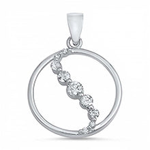 Load image into Gallery viewer, Sterling Silver Fancy Open Circle Pendant with Curved Paved CZAnd Pendant Height of 21MM