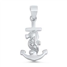 Load image into Gallery viewer, Sterling Silver Stylish Seahorse and Anchor Design Pendant with Clear CZ StonesAnd Pendant Height of 20MM