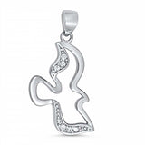 Sterling Silver Stylish Clear CZ Open Dove Pendant with Pendant Height of 21MM