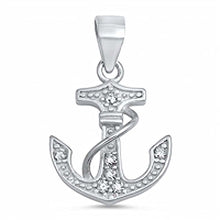 Load image into Gallery viewer, Sterling Silver Paved Clear CZ Fancy Anchor  Pendant with Pendant Height of 17MM