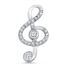 Load image into Gallery viewer, Sterling Silver Fancy Paved Clear CZ Musical Note PendantAnd Pendant Height of 22MM