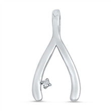 Load image into Gallery viewer, Sterling Silver Wishbone with Emerald CZ PendantAnd Pendant Height of 21MM