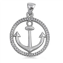 Load image into Gallery viewer, Sterling Silver Anchor CZ Pendant