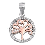 Sterling Silver Tree of Life Clear CZ Pendant