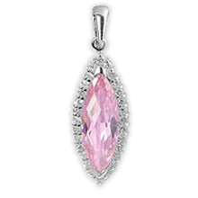 Load image into Gallery viewer, Sterling Silver Clear CZ and Pink CZ with Oval PendantAnd Height 42mm