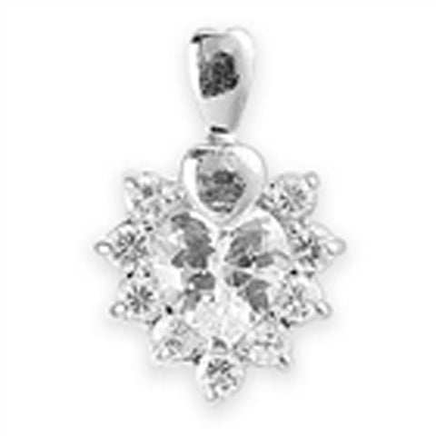 Sterling Silver Clear CZ with Heart PendantAnd Height 25mm