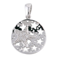 Sterling Silver Stars Clear CZ Pendant