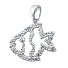 Load image into Gallery viewer, Sterling Silver Clear CZ with Beads with Fish PendantAnd Height 18mm