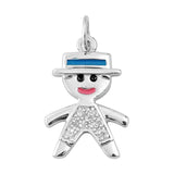 Sterling Silver Clear CZ with Gingerbread Man PendantAnd Height 18mm