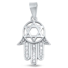 Load image into Gallery viewer, Sterling Silver Hamsa Shaped Assorted CZ PendantAnd Product Size 16 mm