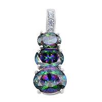 Sterling Silver Rainbow Topaz Clear CZ Pendant